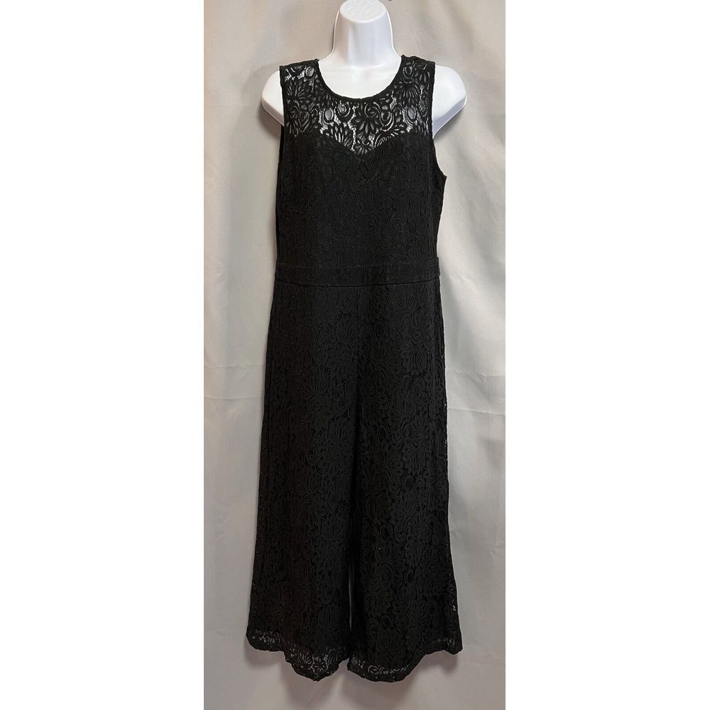 Everly Jumpsuit Lace Black Cropped Wide Leg Women's‎